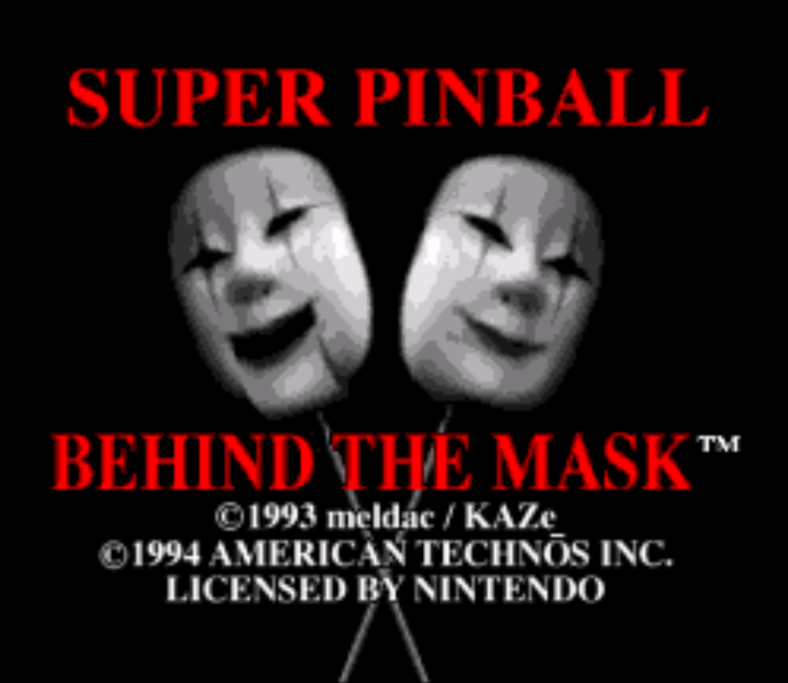 Super Pinball Behind the mask title screen